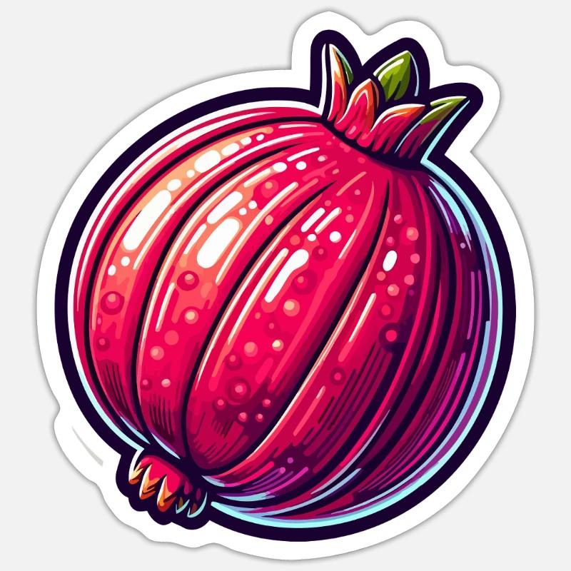 Vibrant Hyper-Realistic Pomegranate Illustration - Sticker size S (10 x 10 cm) - white matte