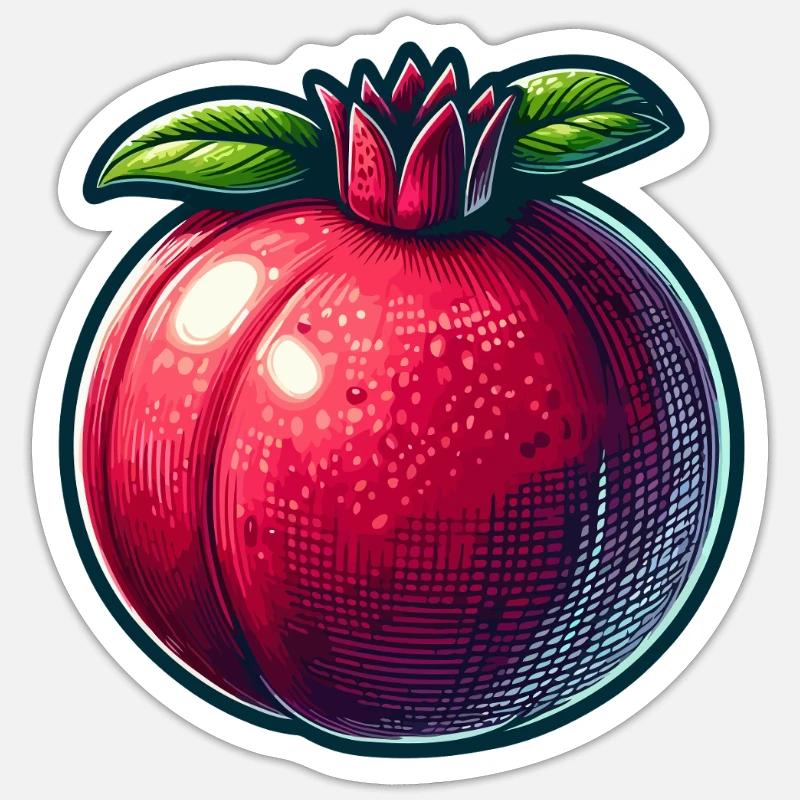Pomegranate with Bright Modern Patterns - Sticker size S (10 x 10 cm) - white matte