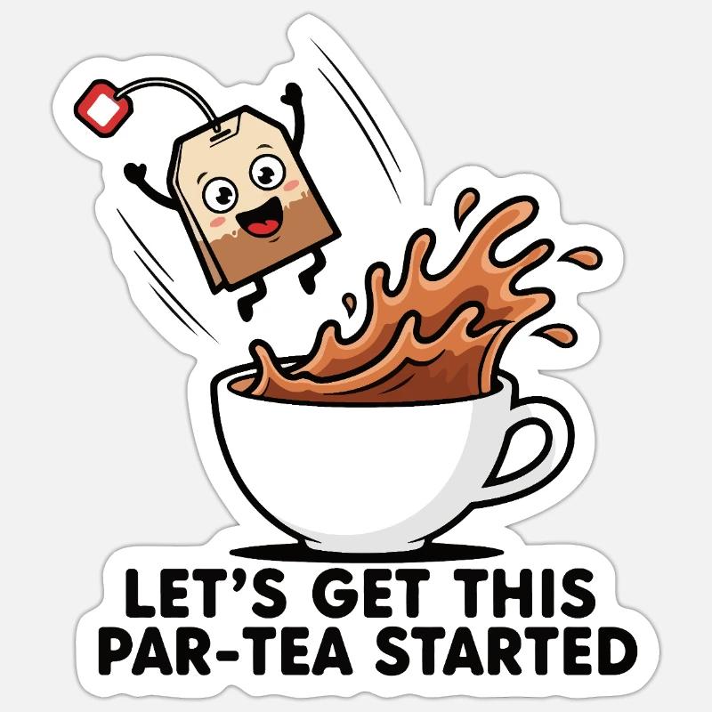 Tee-Spritzer - Sticker Größe S (10 x 10 cm) - Mattweiß