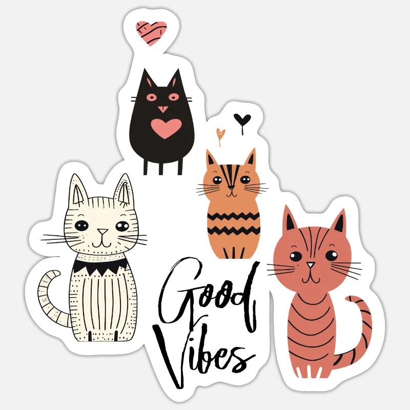Chats joueurs - Sticker taille S (10 x 10 cm) - blanc mat