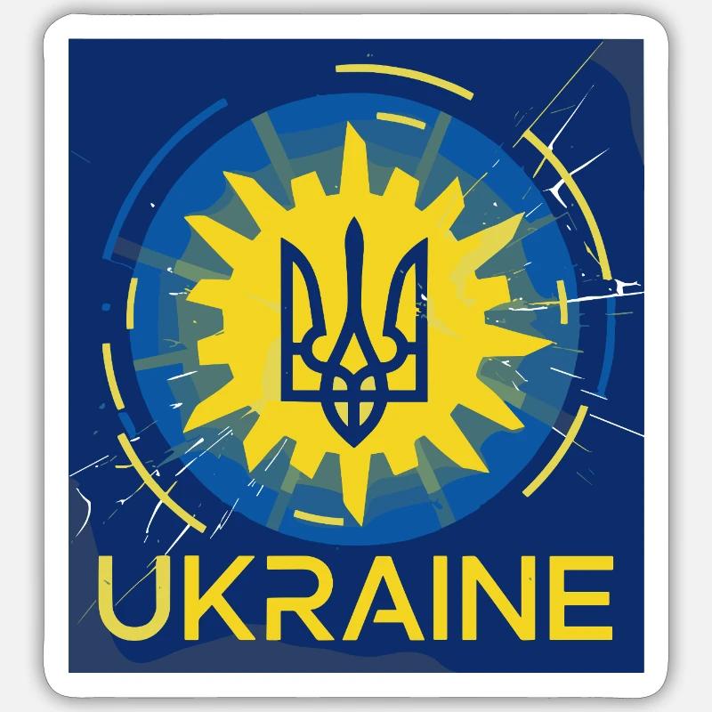 Lebendiges ukrainisches Emblem T-Shirt-Design - Sticker Größe S (10 x 10 cm) - Mattweiß