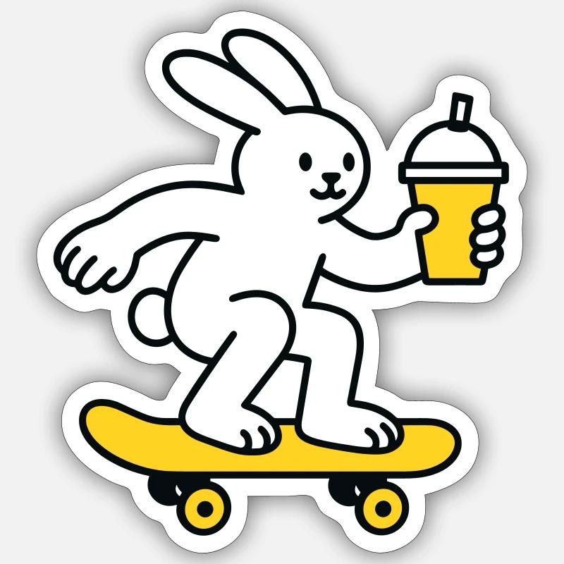 Skate Bunny with Shake - Sticker size S (10 x 10 cm) - white matte