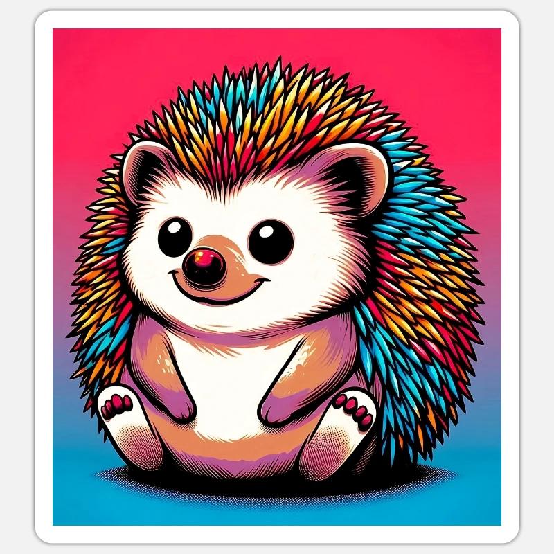 hérisson - Sticker taille S (10 x 10 cm) - blanc mat