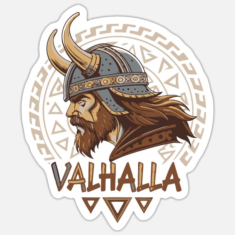 Wikinger Walhalla Runenhelm - Sticker Größe S (10 x 10 cm) - Mattweiß