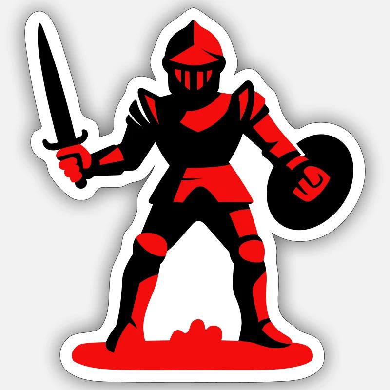 Roter Ritter - Sticker Größe S (10 x 10 cm) - Mattweiß