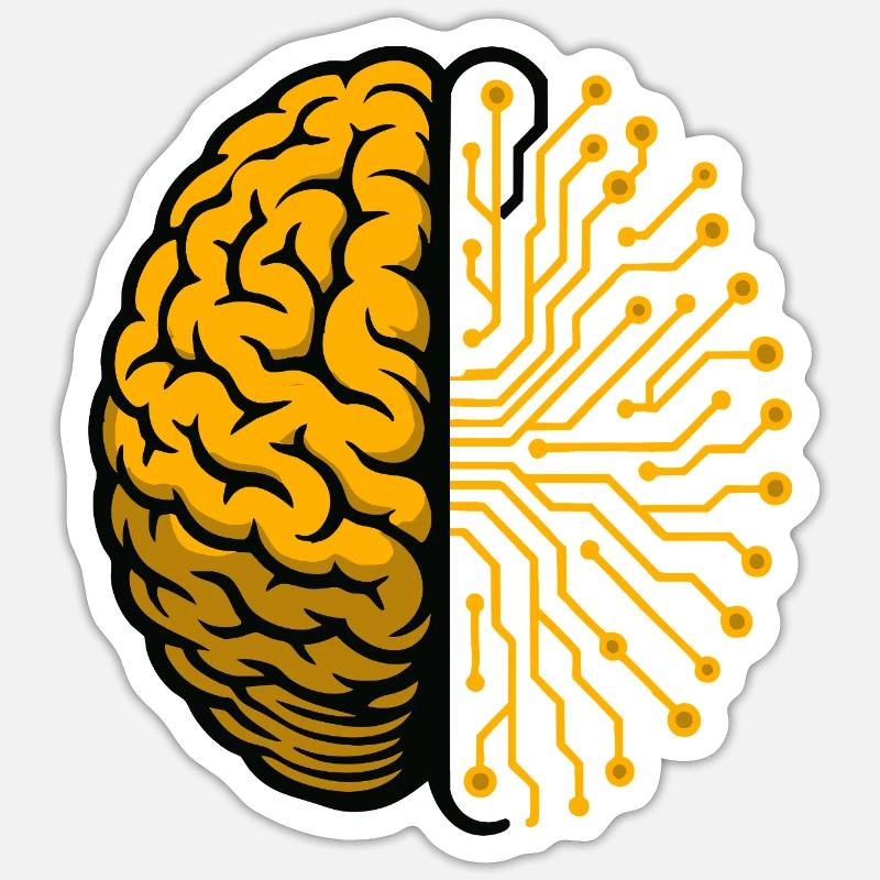 Brain and Circuits AI - Sticker size S (10 x 10 cm) - white matte