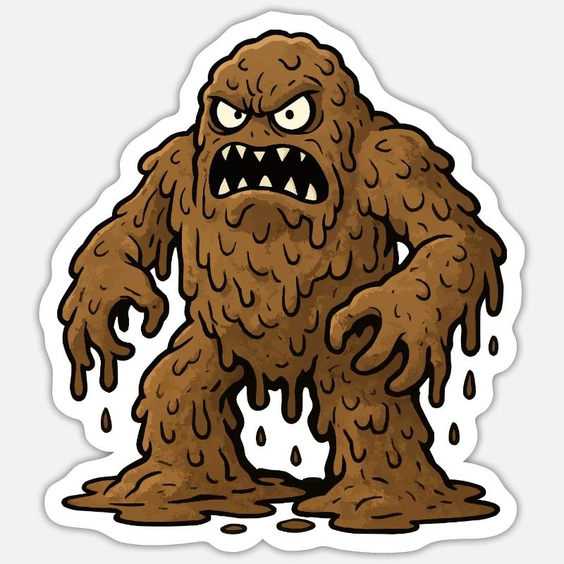 Monstre de boue brune Sticker taille S (10 x 10 cm)