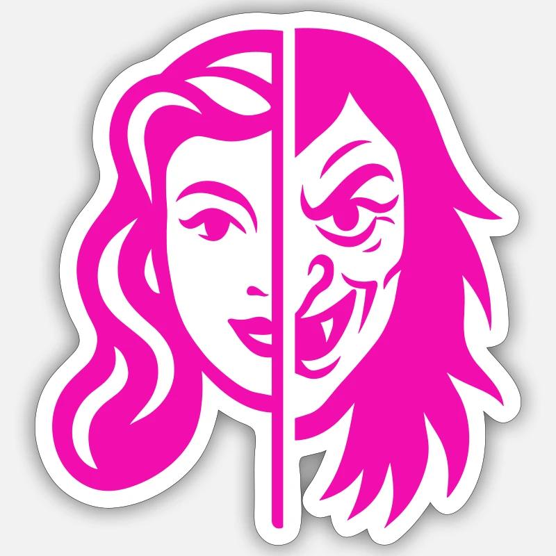 Split Face Contrast Sticker size S (10 x 10 cm)