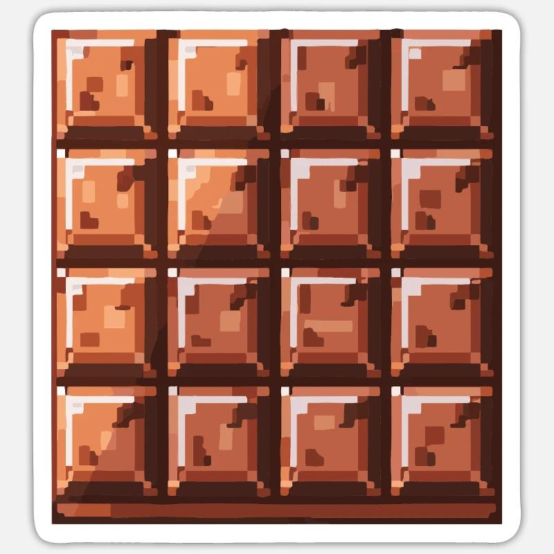 Pixel Chocolate Square Pattern - Sticker size S (10 x 10 cm) - white matte