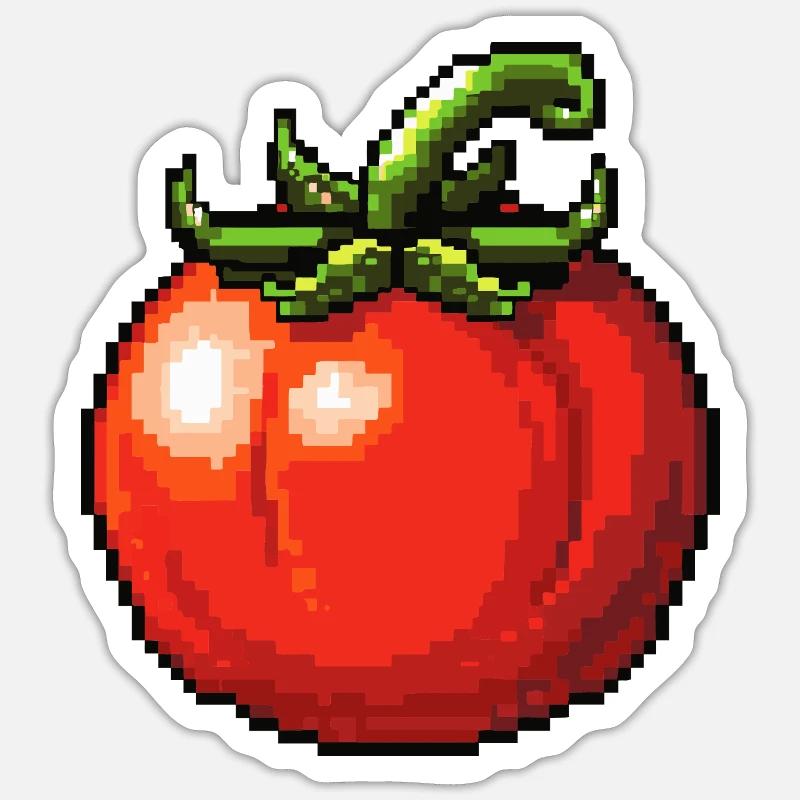 PixelTomate Retro - Sticker size S (10 x 10 cm) - white matte