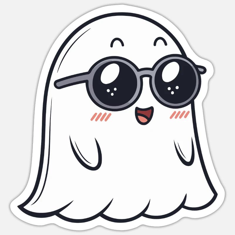 Ghost Soft Dark Brille - Sticker Größe S (10 x 10 cm) - Mattweiß