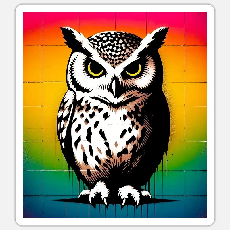 owl - Sticker size S (10 x 10 cm) - white matte