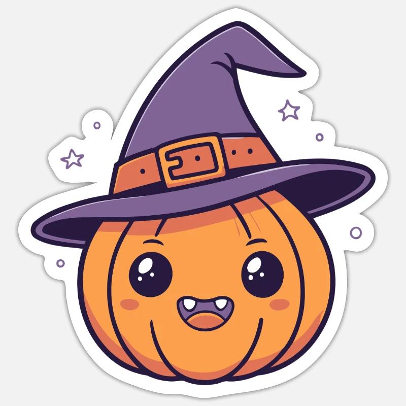 Citrouille sorcière joyeuse - Sticker taille S (10 x 10 cm) - blanc mat