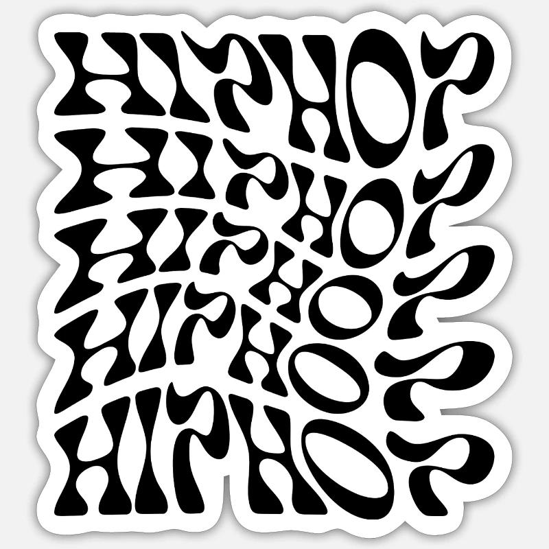 Hip Hop liquid wavy logo pattern - Sticker size S (10 x 10 cm) - white matte