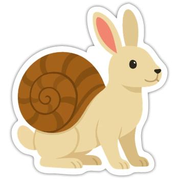 Lapin Escargot tout mignon - Sticker taille S (10 x 10 cm) - blanc mat - Devant