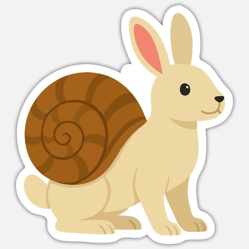 Lapin Escargot tout mignon - Sticker taille S (10 x 10 cm) - blanc mat