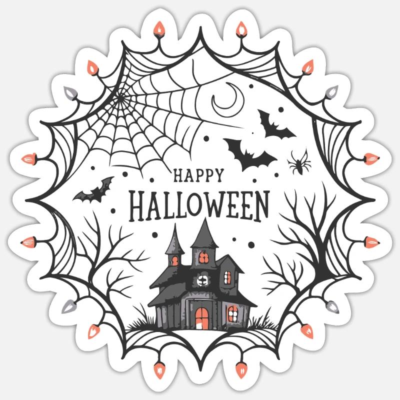 Halloween Spider Web Castle - Sticker size S (10 x 10 cm) - white matte