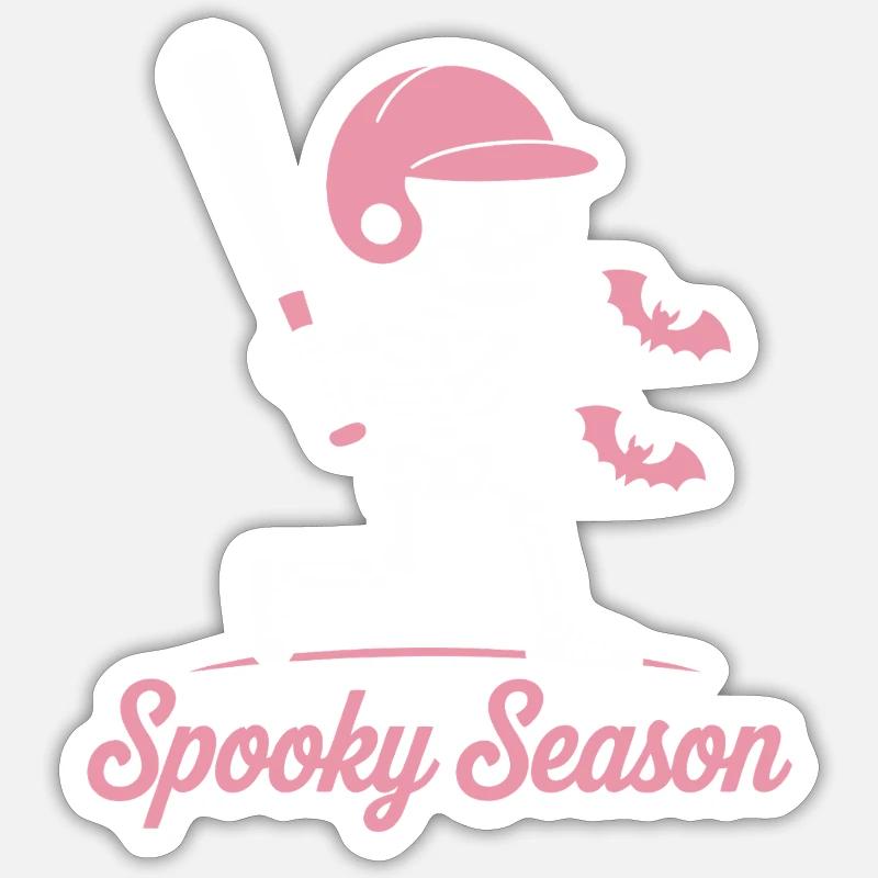 Spooky Skeleton Baseball en rose - Sticker taille S (10 x 10 cm) - blanc mat