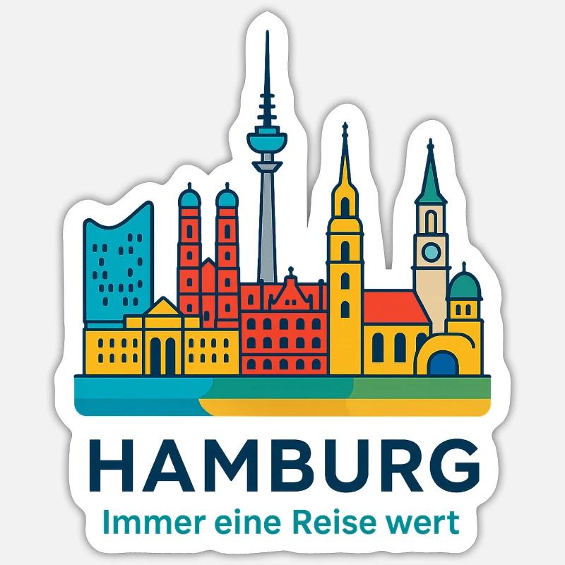 Silhouette de Hambourg Toujours à visiter Sticker taille S (10 x 10 cm)