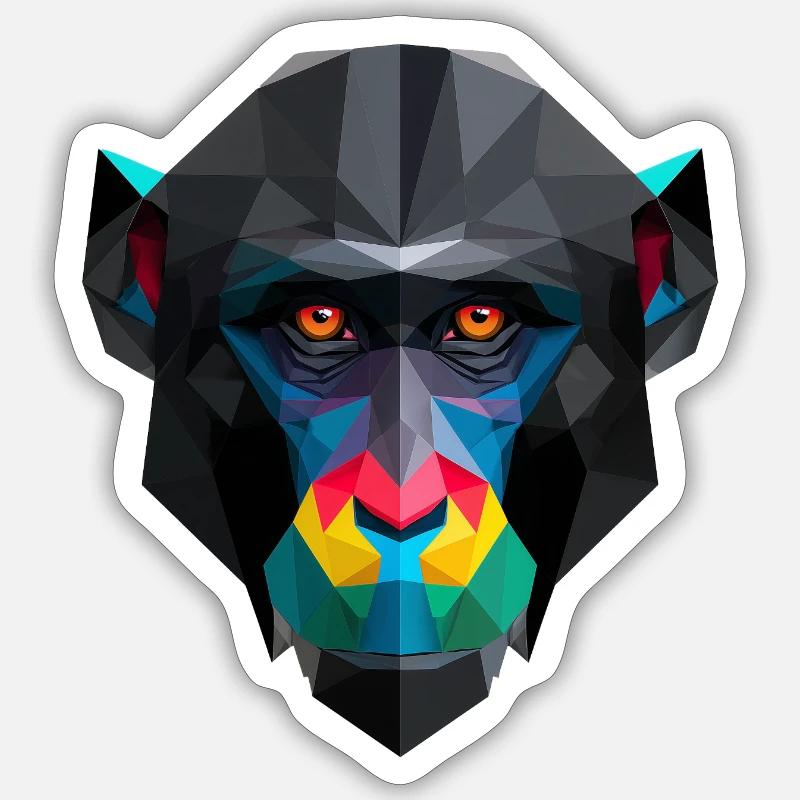 Colored Low-Poly Monkey Portrait Sticker size S (10 x 10 cm)