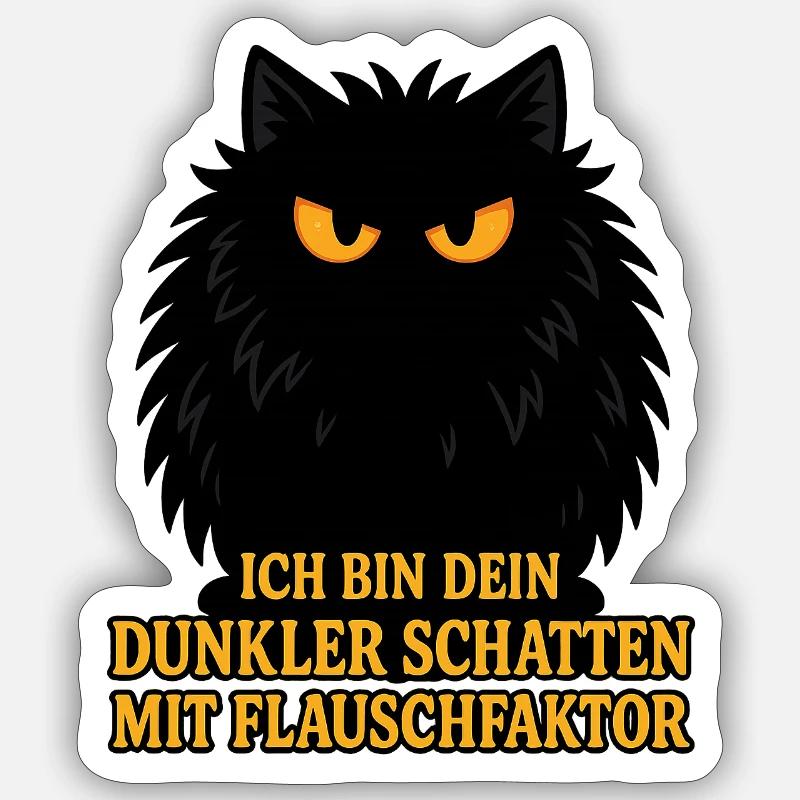Dunkler Schatten mit Flauschfaktor – Katze - Sticker Größe S (10 x 10 cm) - Mattweiß