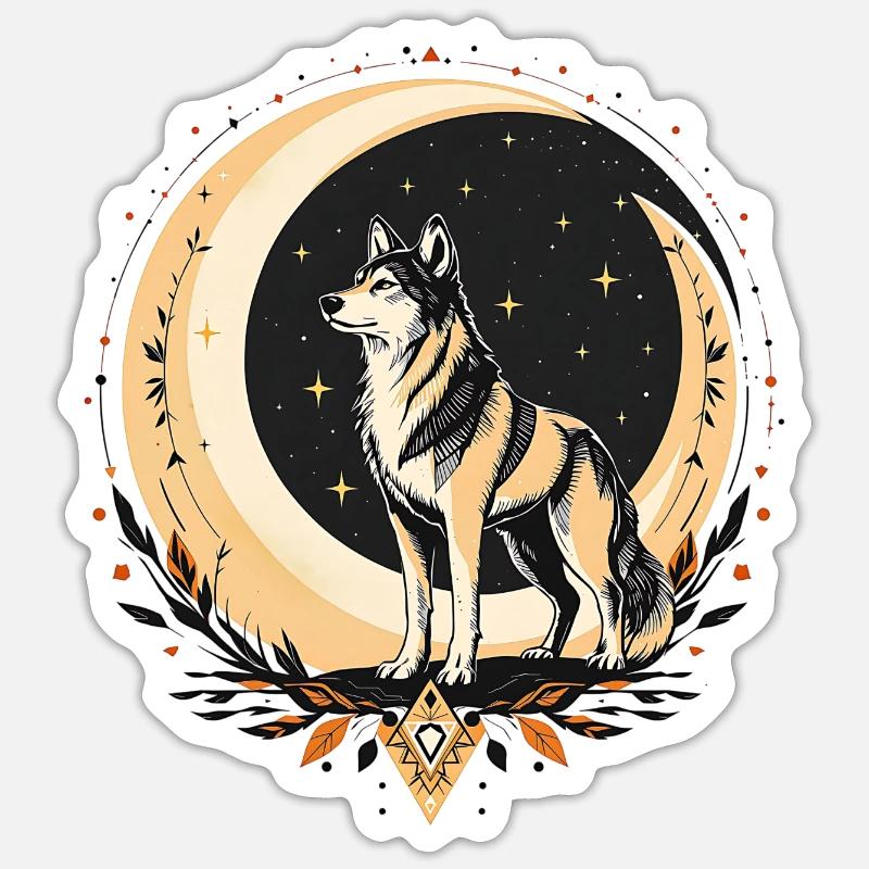 Loup Bohème - Sticker taille S (10 x 10 cm) - blanc mat