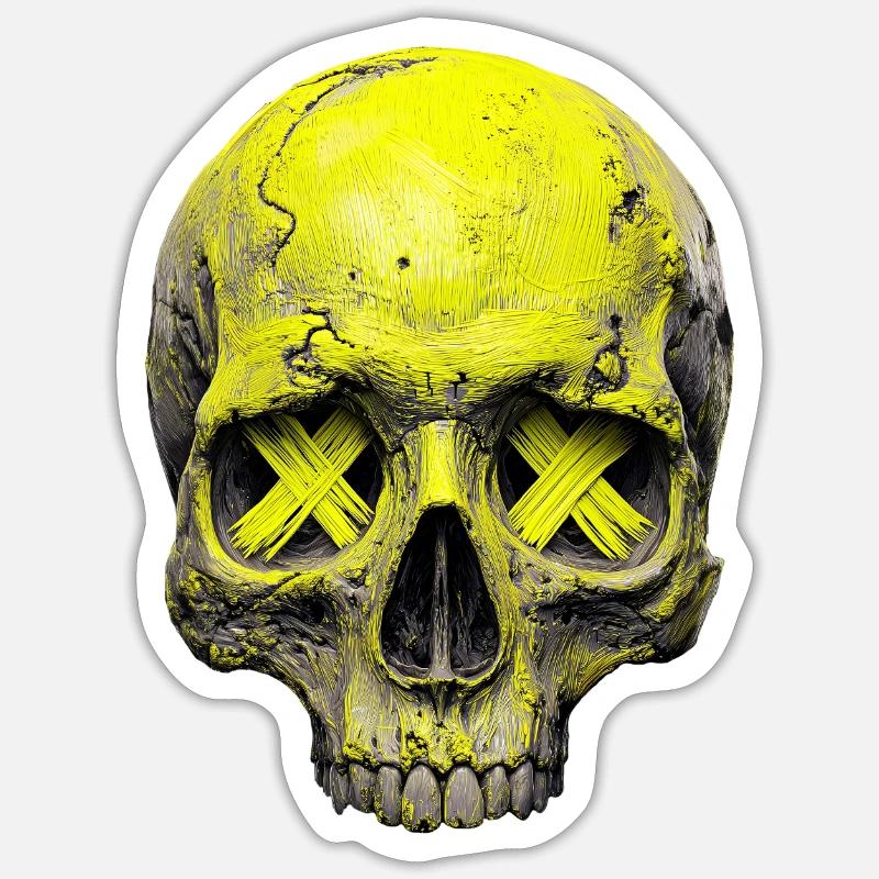 Neon X Totenkopf - Sticker Größe S (10 x 10 cm) - Mattweiß