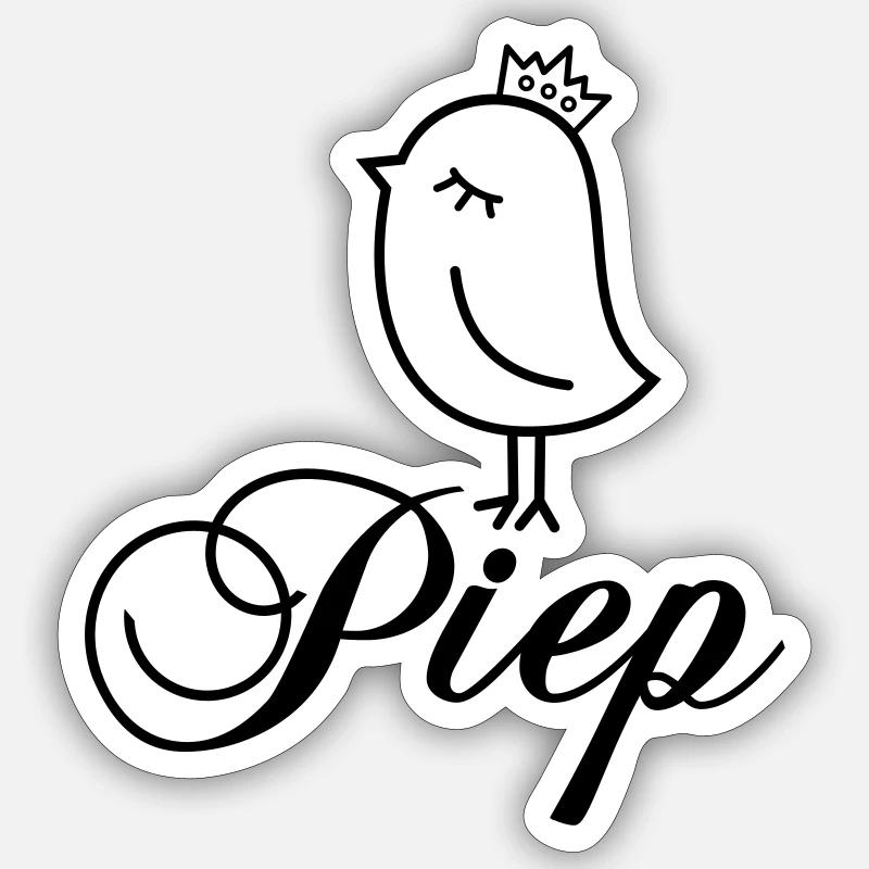 Spatz Piep mit Krone – Piepmatz Vogel Cartoon Sticker Größe S (10 x 10 cm)