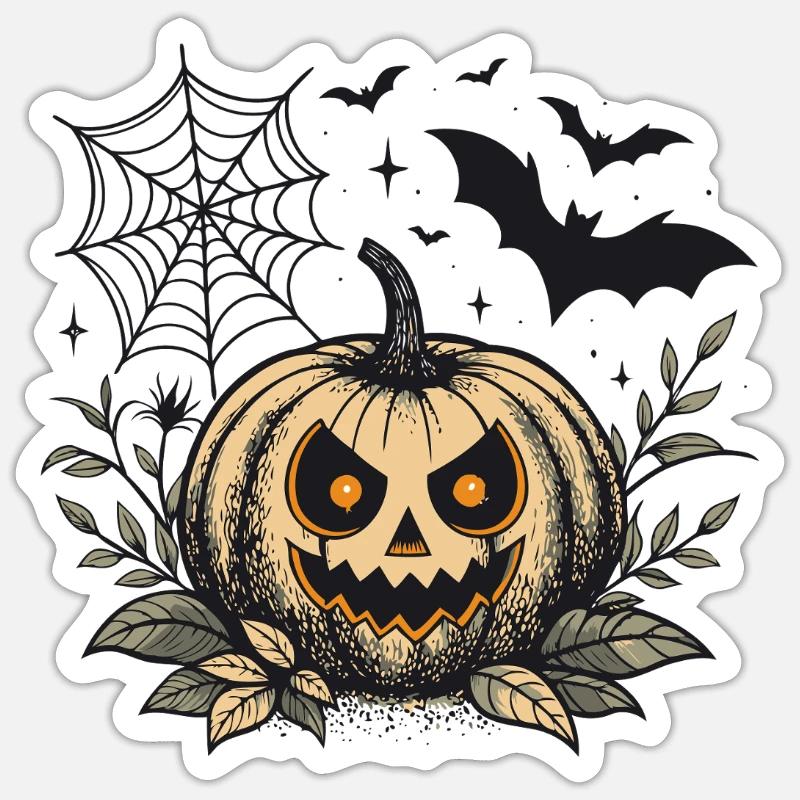 Evil Halloween Pumpkin - Sticker size S (10 x 10 cm) - white matte