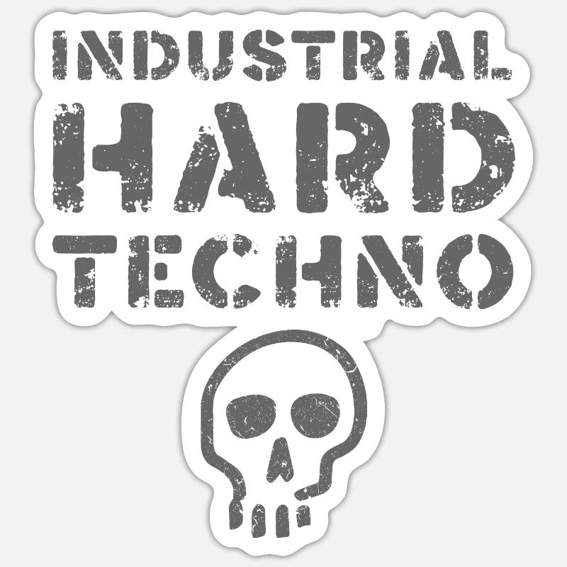 Crâne techno dur industriel - Sticker taille S (10 x 10 cm) - blanc mat