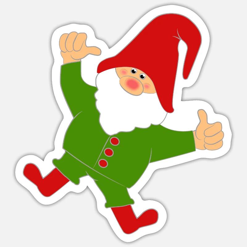 Gnome dansant - Sticker taille S (10 x 10 cm) - blanc mat