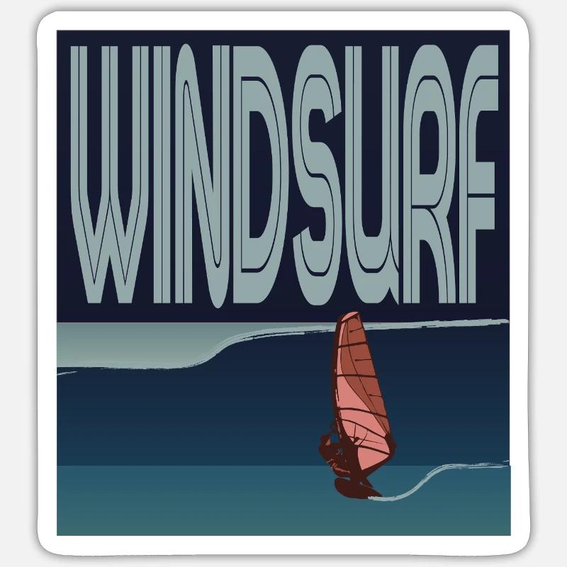 Windsurfer in wave - Sticker size S (10 x 10 cm) - white matte