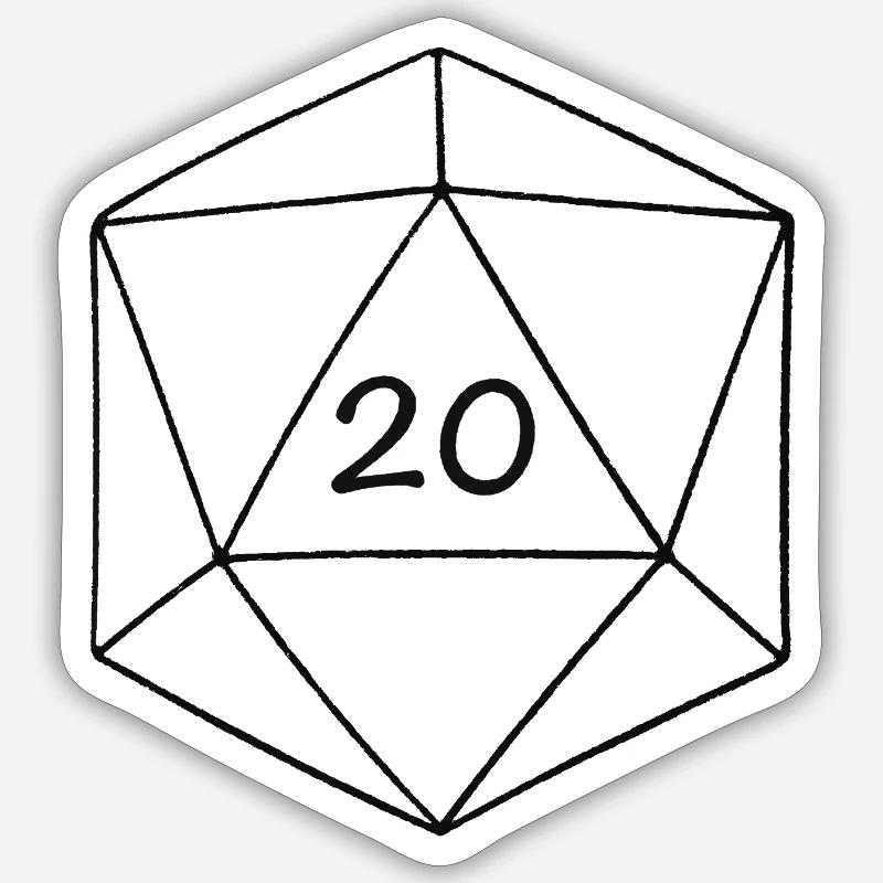 d20 - Sticker size S (10 x 10 cm) - white matte