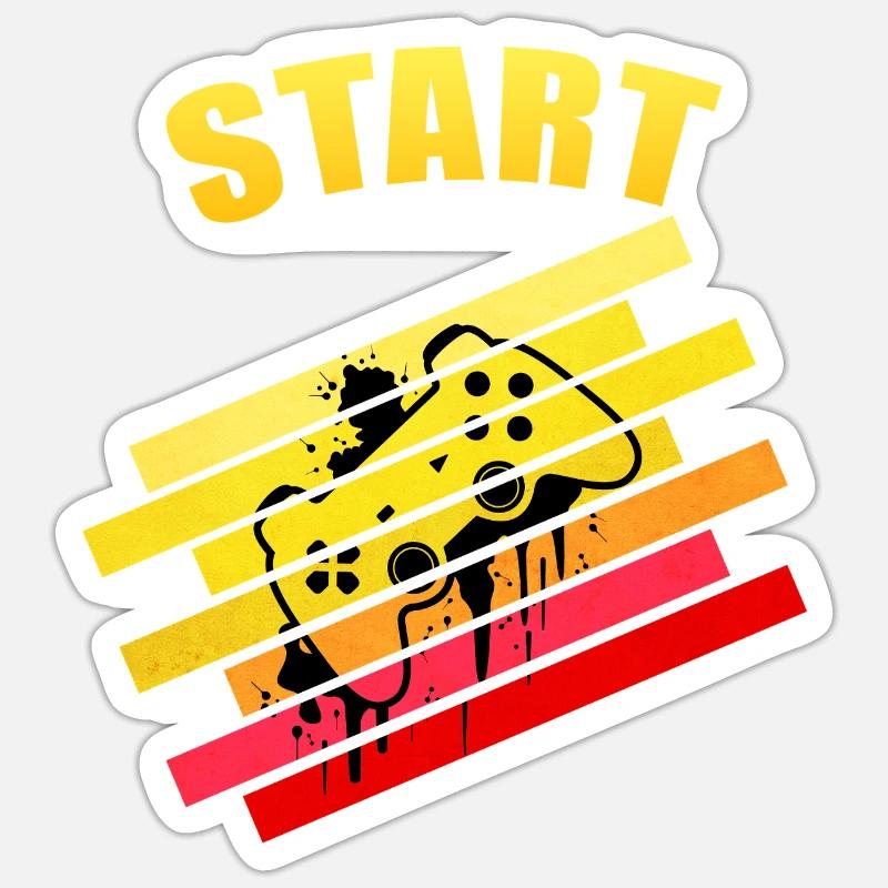 Retro Vintage Start Gaming Controller | Neon Graff Sticker Größe S (10 x 10 cm)