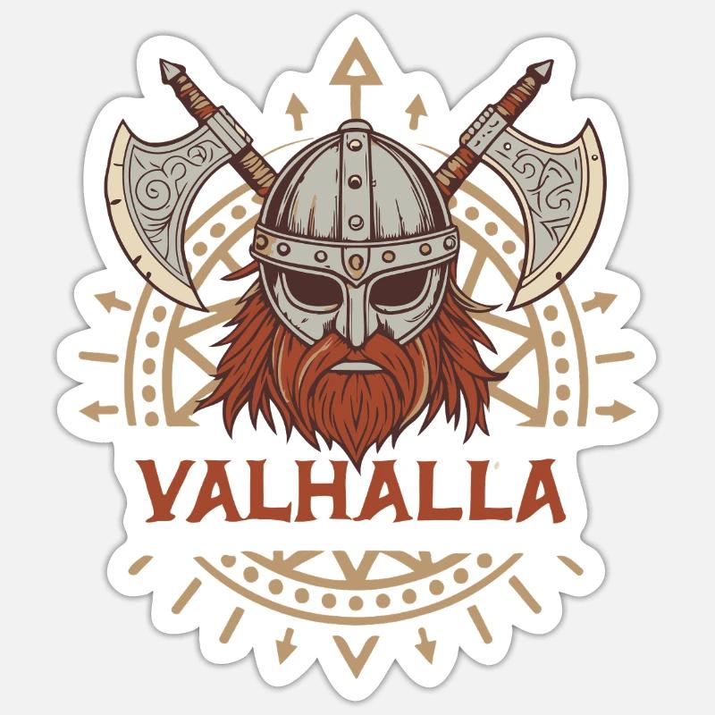 Valhalla Viking Axe & Beard - Sticker size S (10 x 10 cm) - white matte