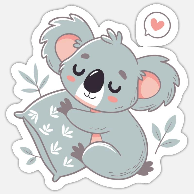 Koala Doux Lecture et Câlin - Sticker taille S (10 x 10 cm) - blanc mat