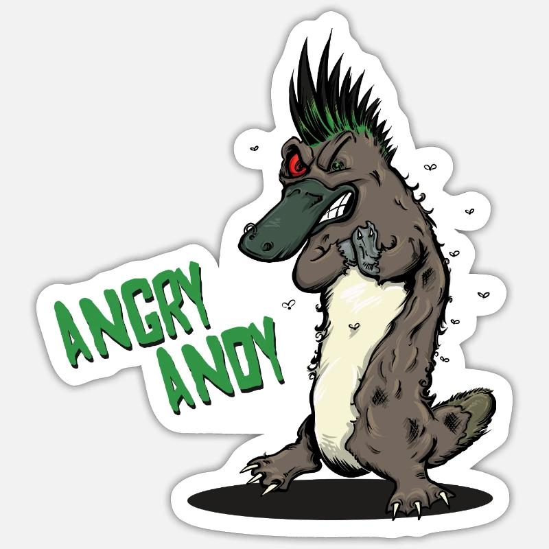 Andy en colère - Ornithorynque - Sticker taille S (10 x 10 cm) - blanc mat