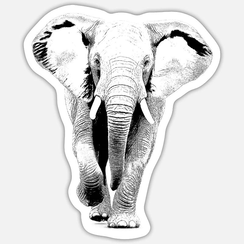 Elefant - Sticker Größe S (10 x 10 cm) - Mattweiß