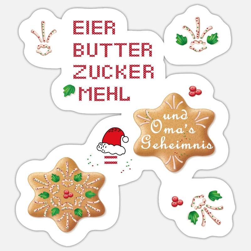 Weihnachtsplätzchen - Sticker Größe S (10 x 10 cm) - Mattweiß