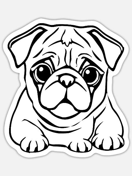 weißer Mops Hunde T-shirt Geschenk Weihnachten - Sticker Größe S (10 x 10 cm) - Mattweiß
