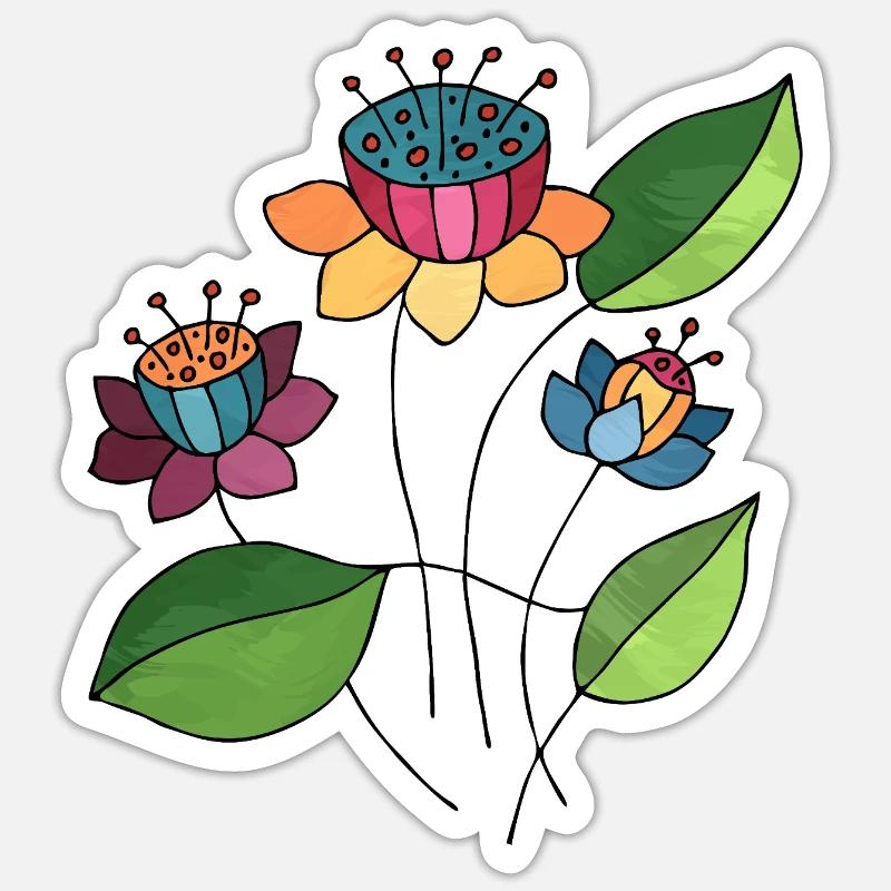 Blumen - Sticker Größe S (10 x 10 cm) - Mattweiß