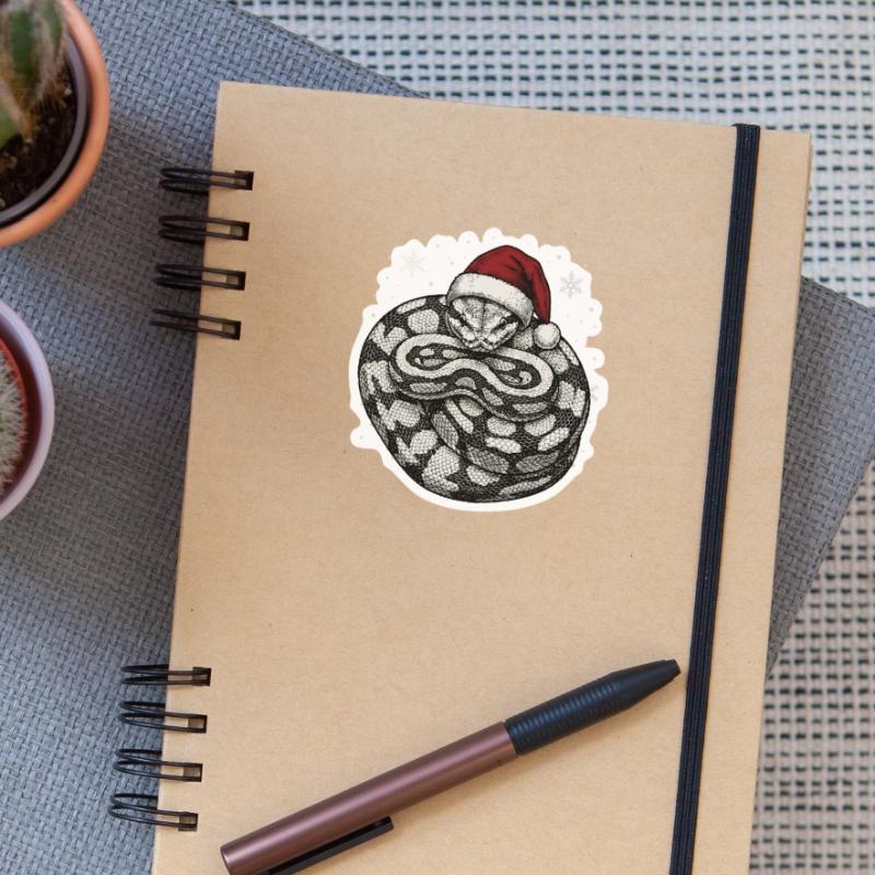 Königspython Weihnachten Ball Python Schlange Sticker Größe S (10 x 10 cm)