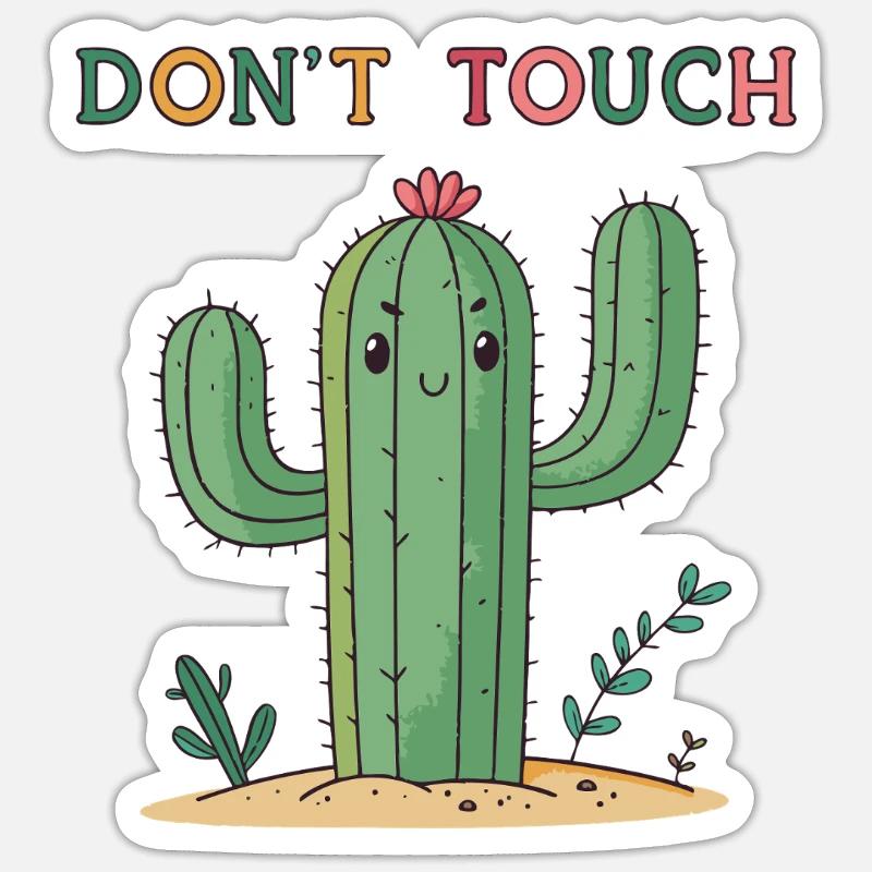 Funny Cactus Don't Touch - Sticker size S (10 x 10 cm) - white matte