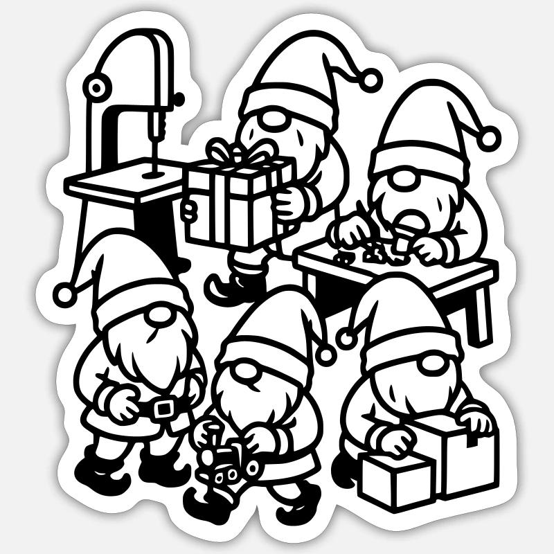 wichtel bei der fleißigen arbeit - Sticker Größe S (10 x 10 cm) - Mattweiß