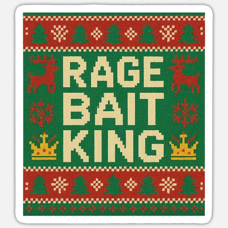 Rage Bait King Hässlicher Pulloverstil, lustiges Meme Sticker Größe S (10 x 10 cm)