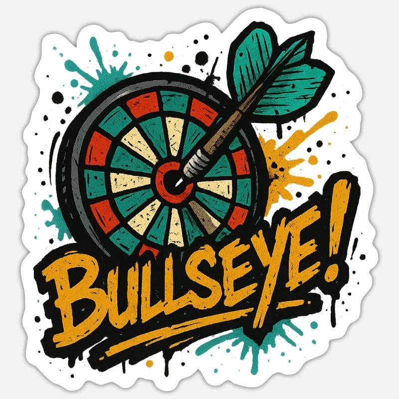 Fléchette dans le mille - Sticker taille S (10 x 10 cm) - blanc mat