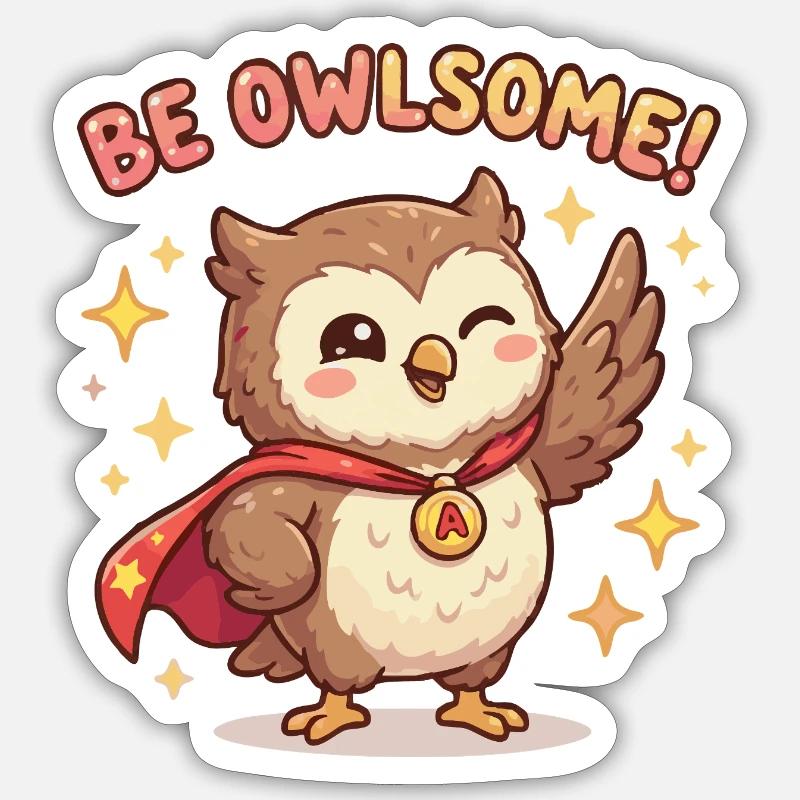 Be Owlsome Superhelden-Eule Sticker Größe S (10 x 10 cm)