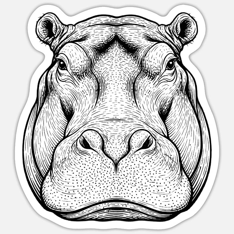 Nilpferd Flusspferd Sticker Größe S (10 x 10 cm)