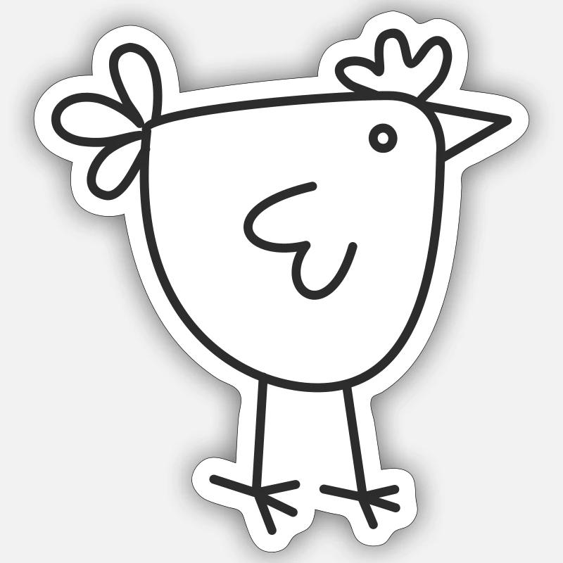 Chicken in line drawing Sticker size S (10 x 10 cm)