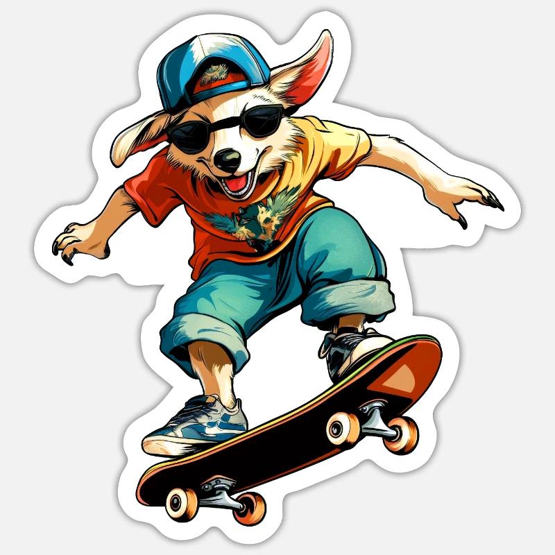 Australian Shepherd Skateboard - Hund - Sticker størrelse S (10 x 10 cm) - mat hvid